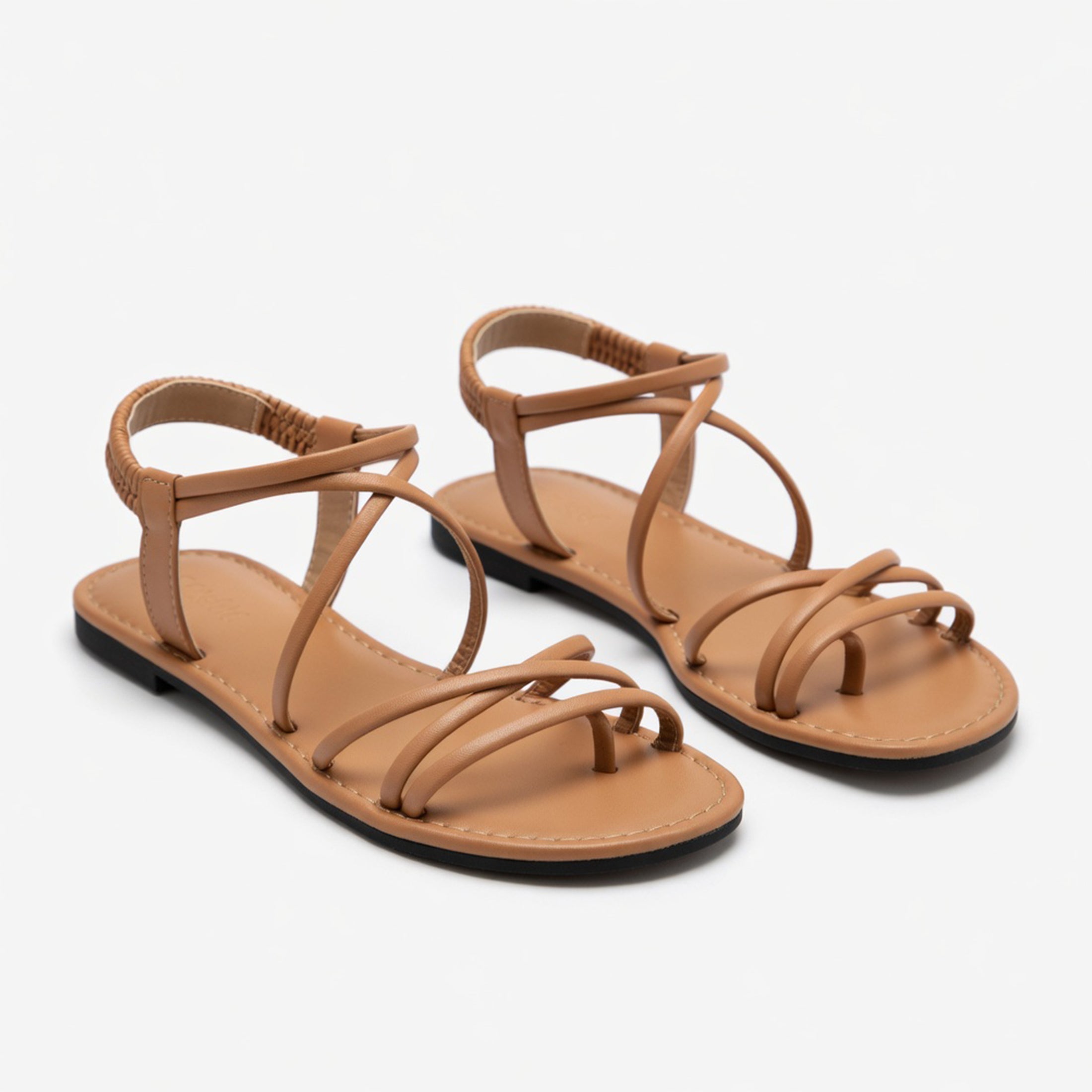 Sandales plates femme cuir printemps ouvertes bout ouvert plage
