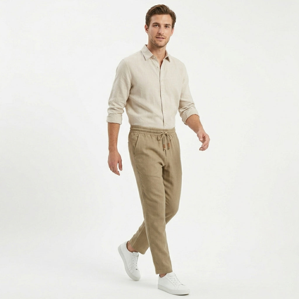 Pantalon homme coton style casual élégant pour printemps-été