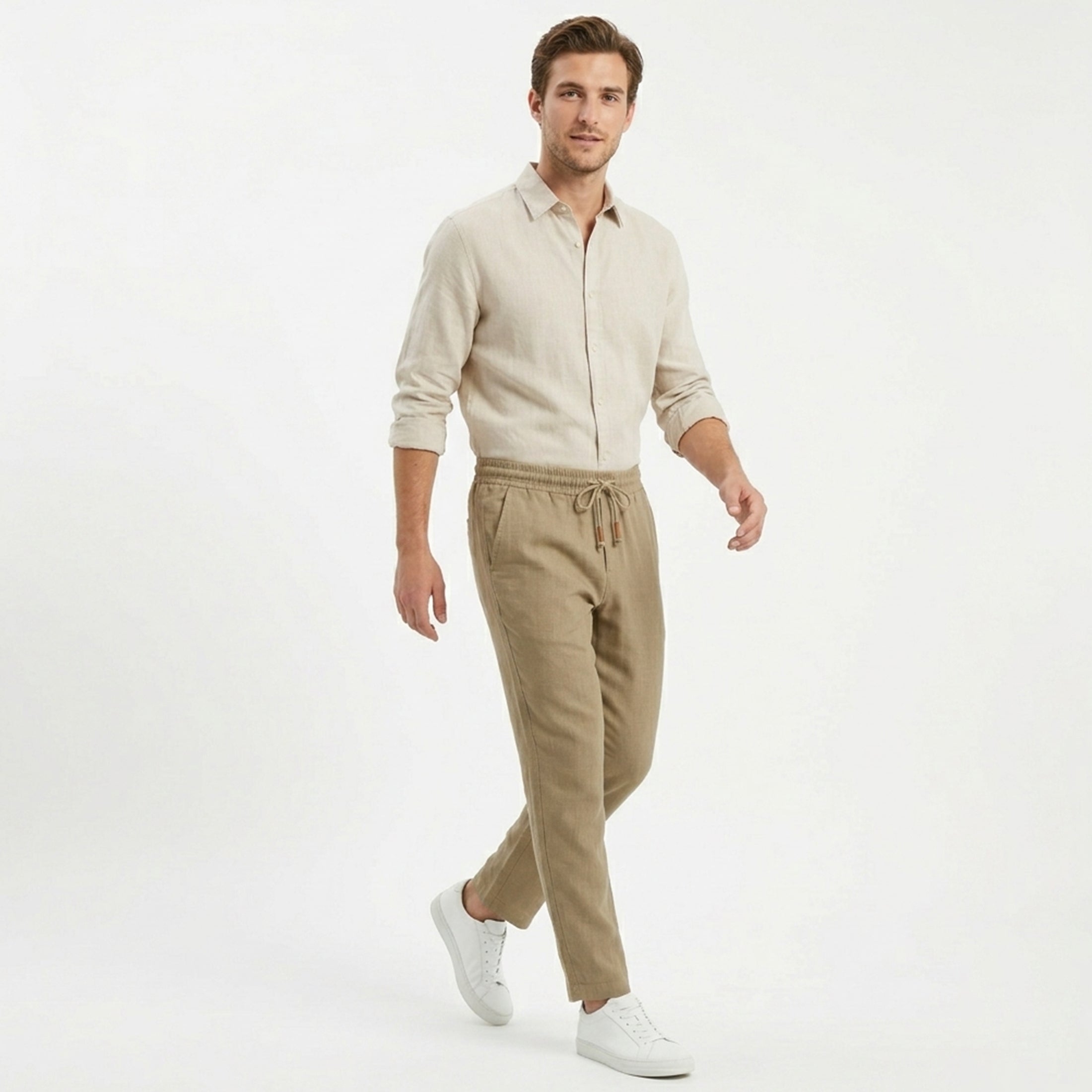 Pantalon homme coton style casual élégant pour printemps-été