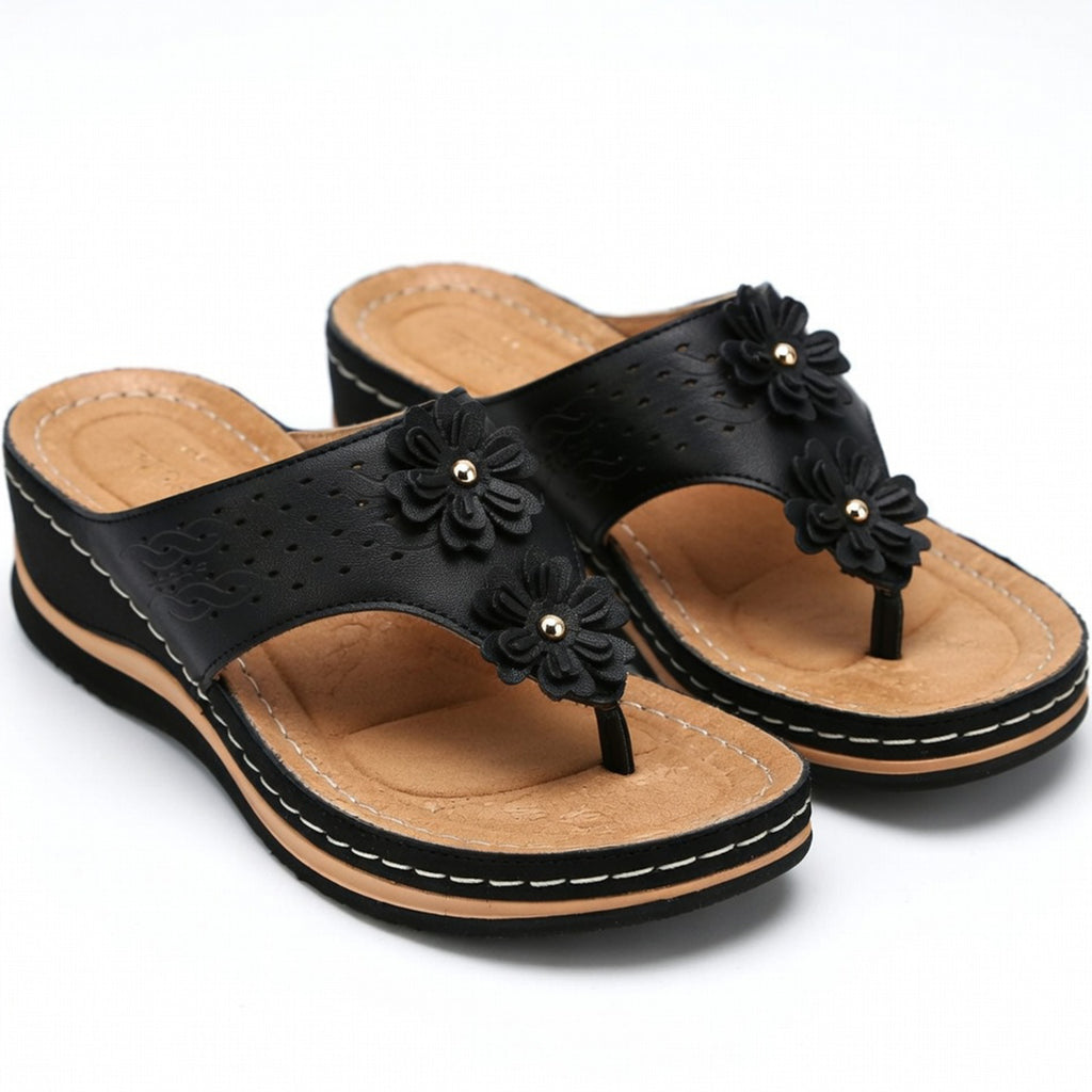 Tongs compensées femme cuir printemps été sandales plateforme