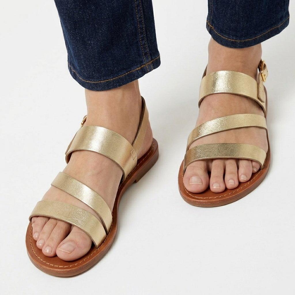 Sandales femme plates cuir casual extérieur été