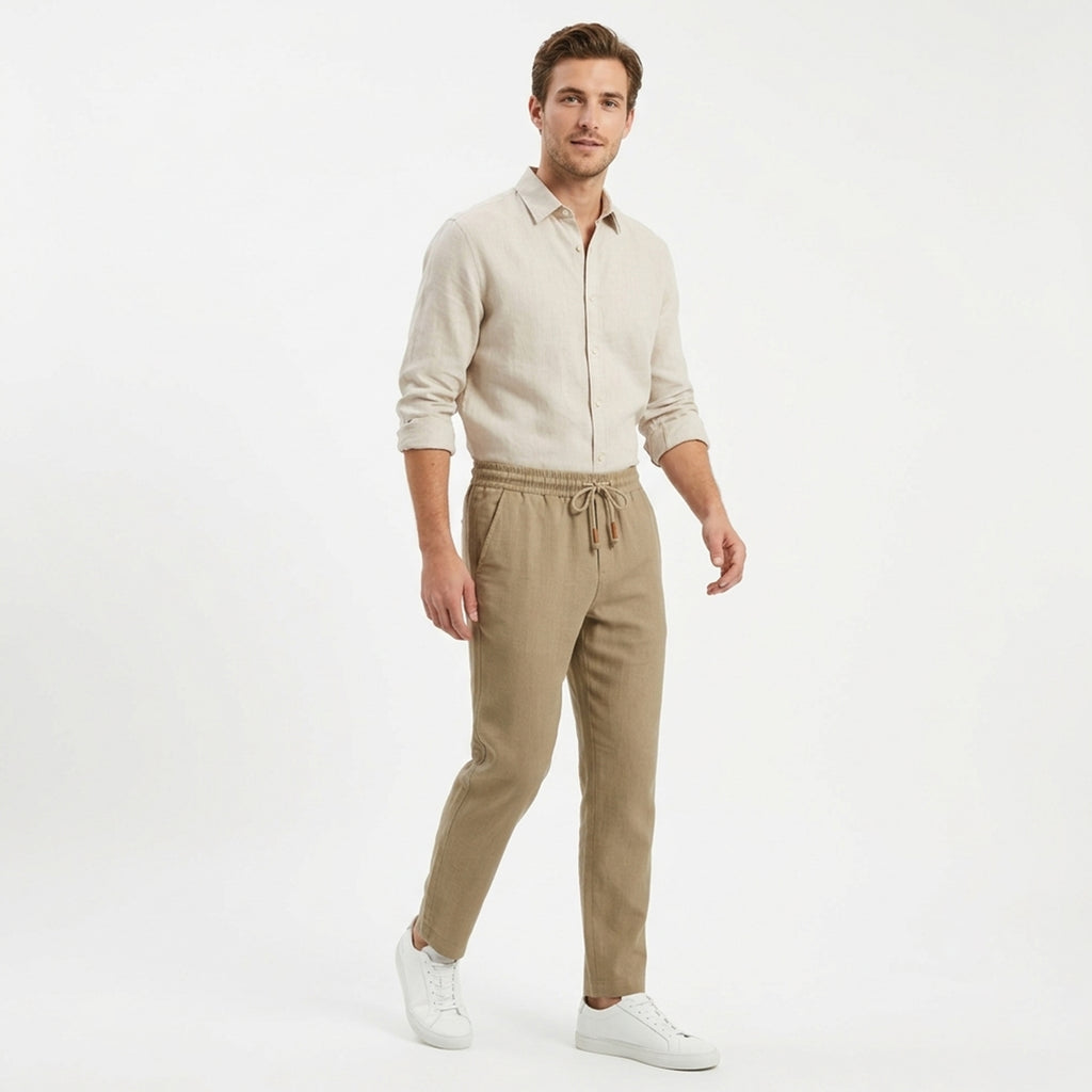 Pantalon homme coton style casual élégant pour printemps-été