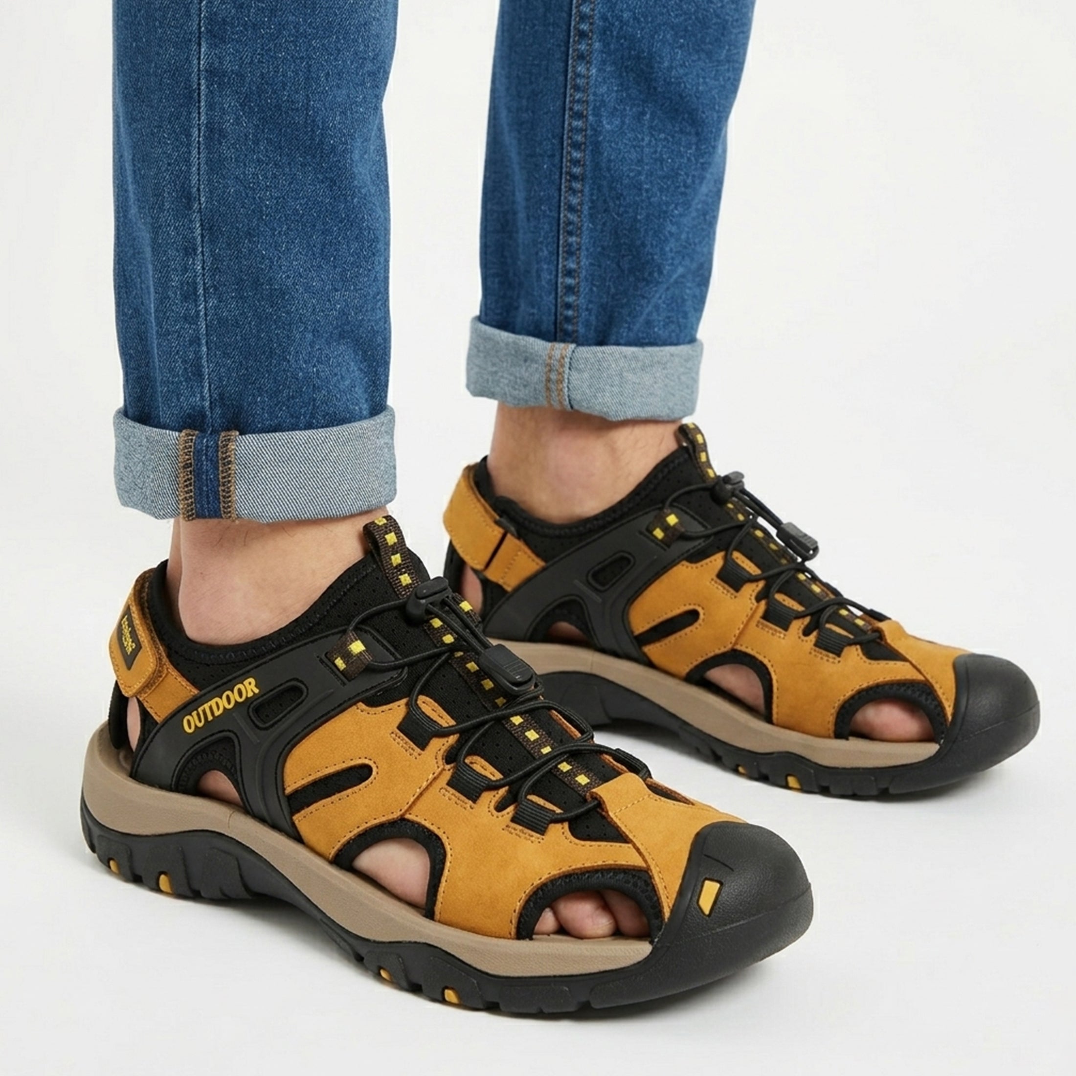 Sandales homme cuir fermées fisherman soutien voûte plantaire printemps été