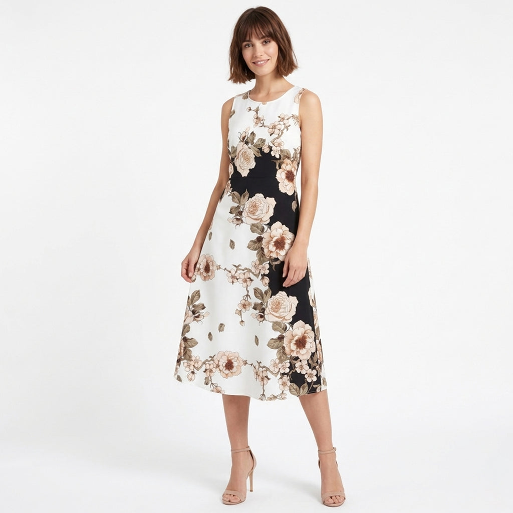 Robe longue femme coton imprimé floral été robe décontractée ample col V