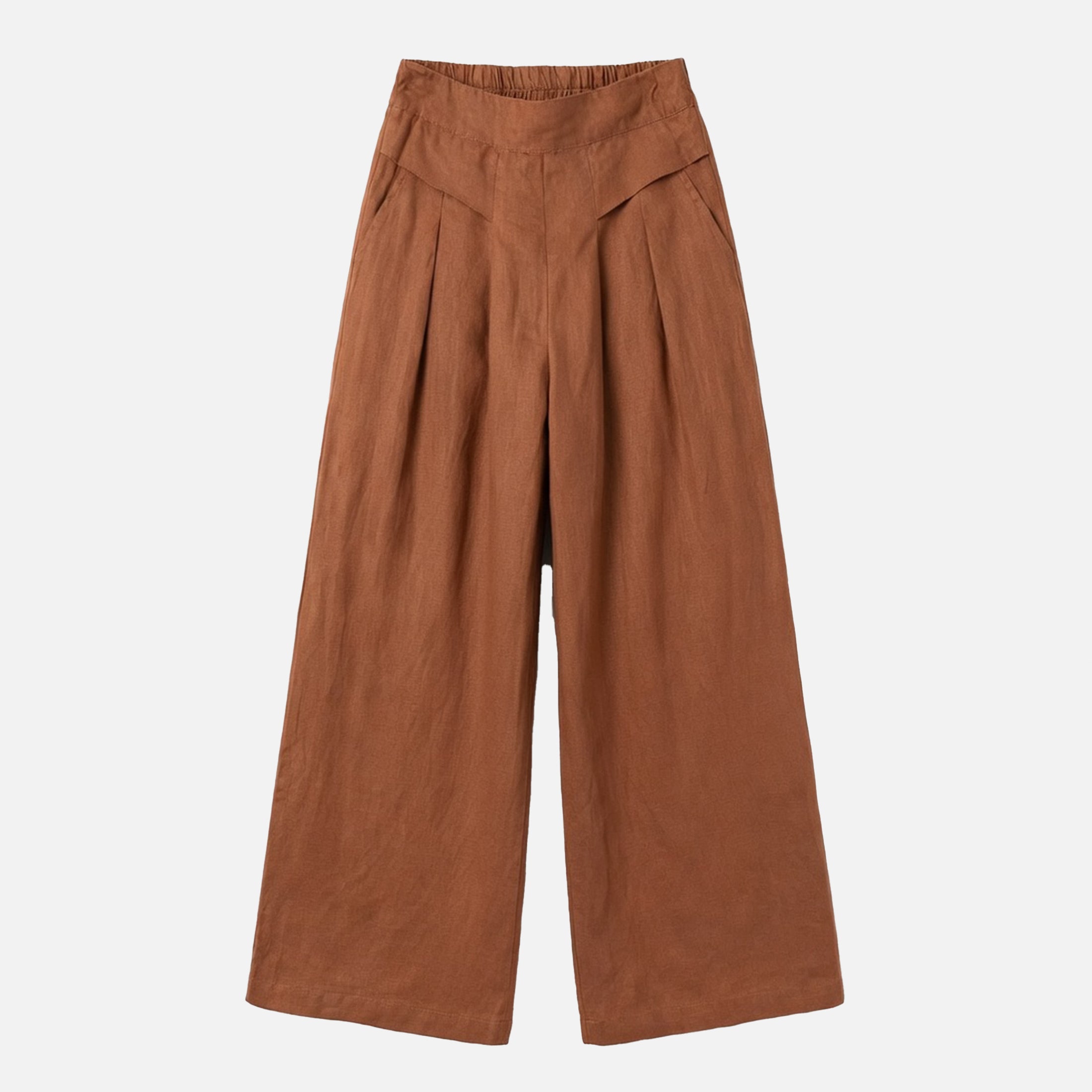 Pantalon femme lin large cheville