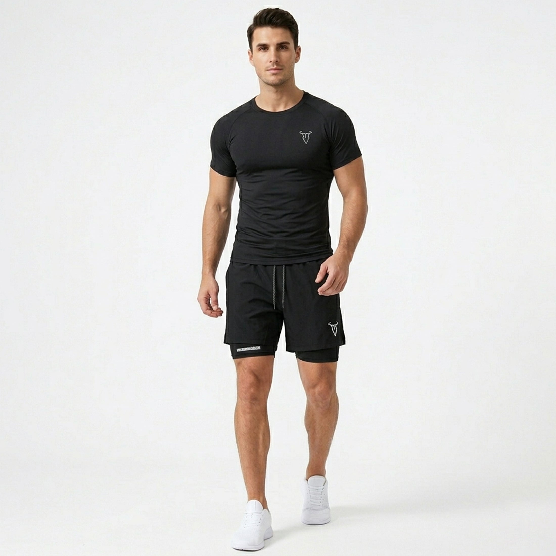 Short de sport homme coton athlétique géométrique été avec poches taille élastique