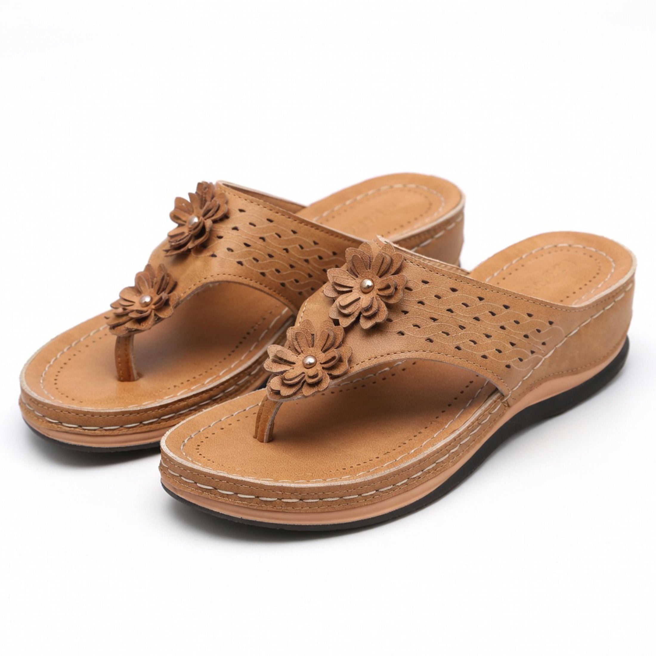Tongs compensées femme cuir printemps été sandales plateforme