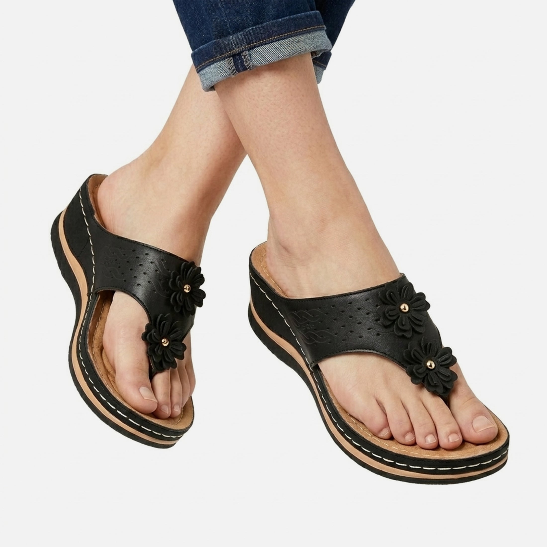 Tongs compensées femme cuir printemps été sandales plateforme