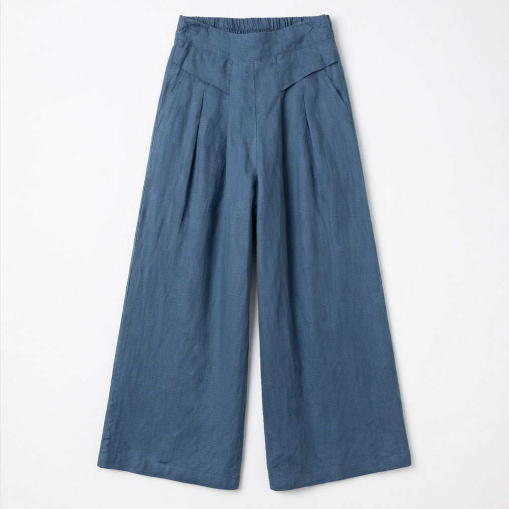 Pantalon femme lin large cheville