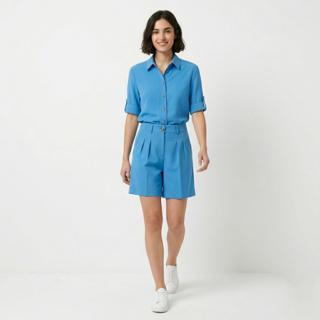 Ensemble femme lin deux pièces chemise et short printemps été