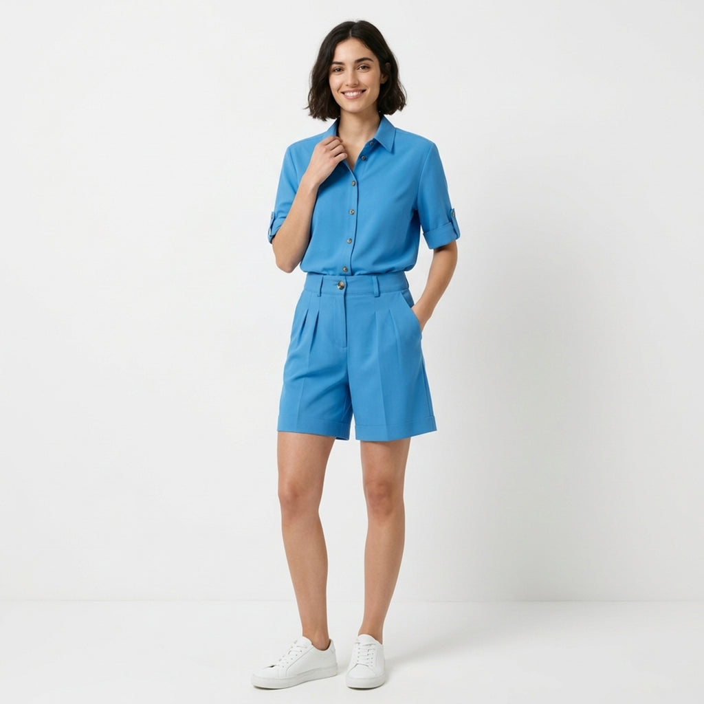 Ensemble femme lin deux pièces chemise et short printemps été