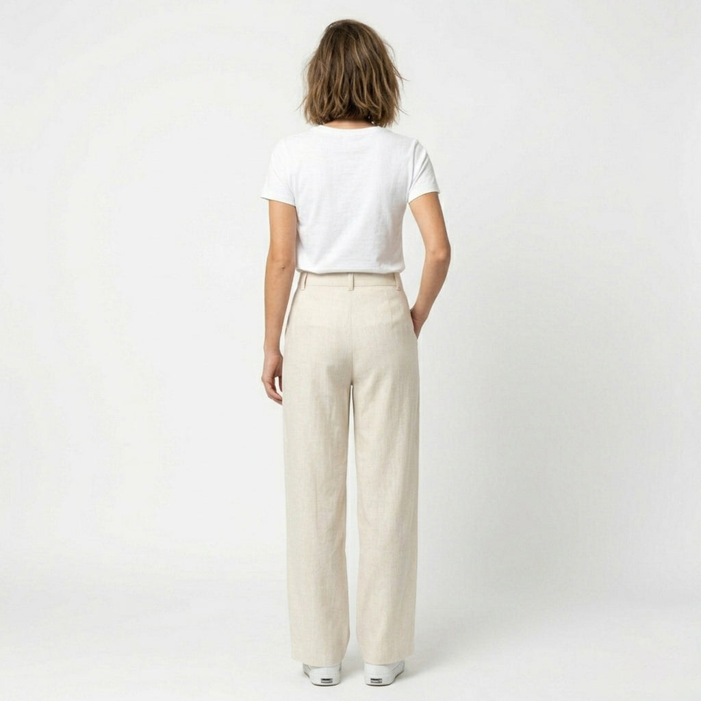 Pantalon femme plissé coton casual taille élastique printemps été pantalon fluide femme