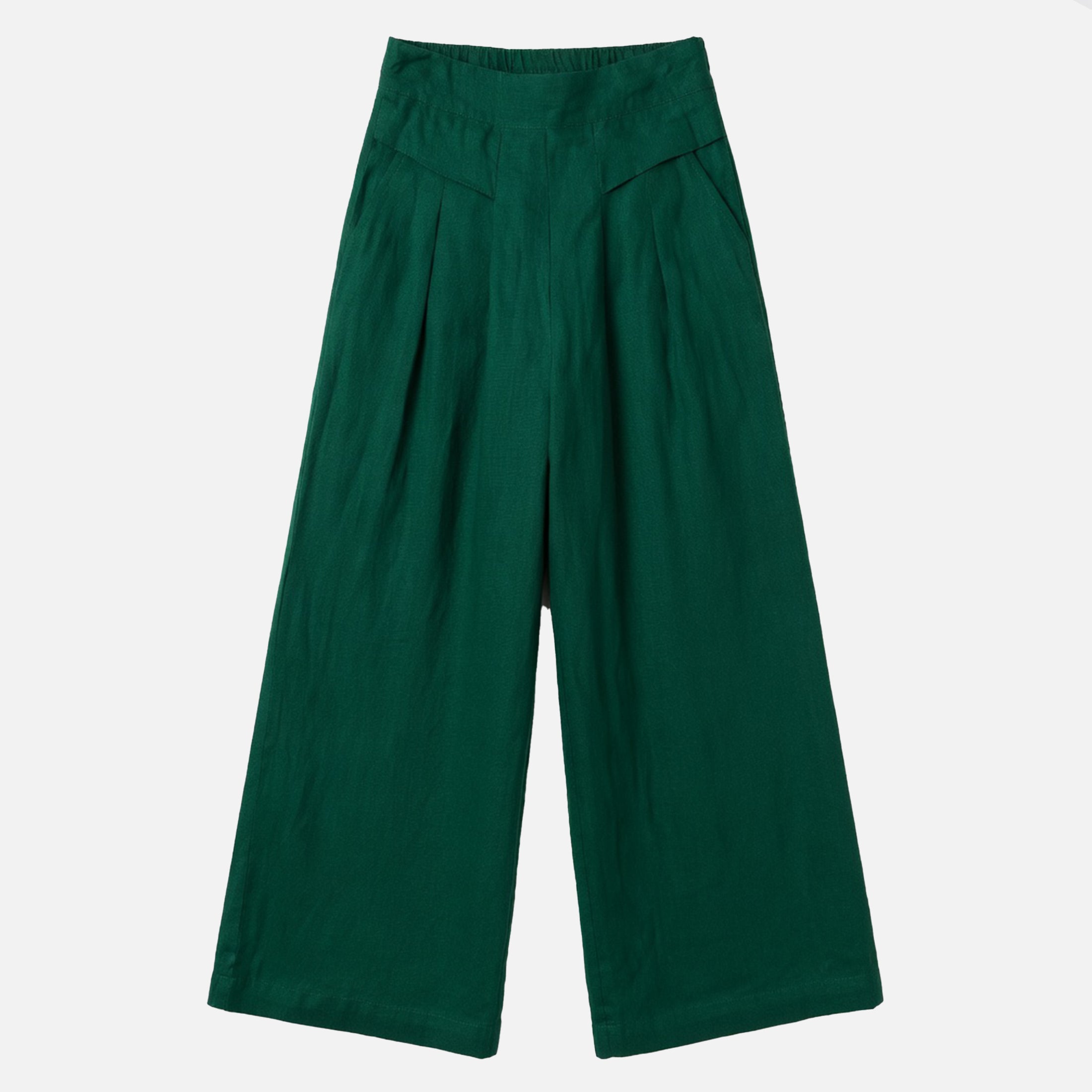 Pantalon femme lin large cheville