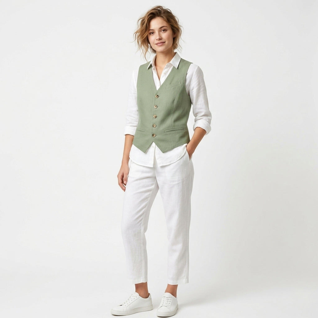 Gilet femme cintré coton élégant décontracté