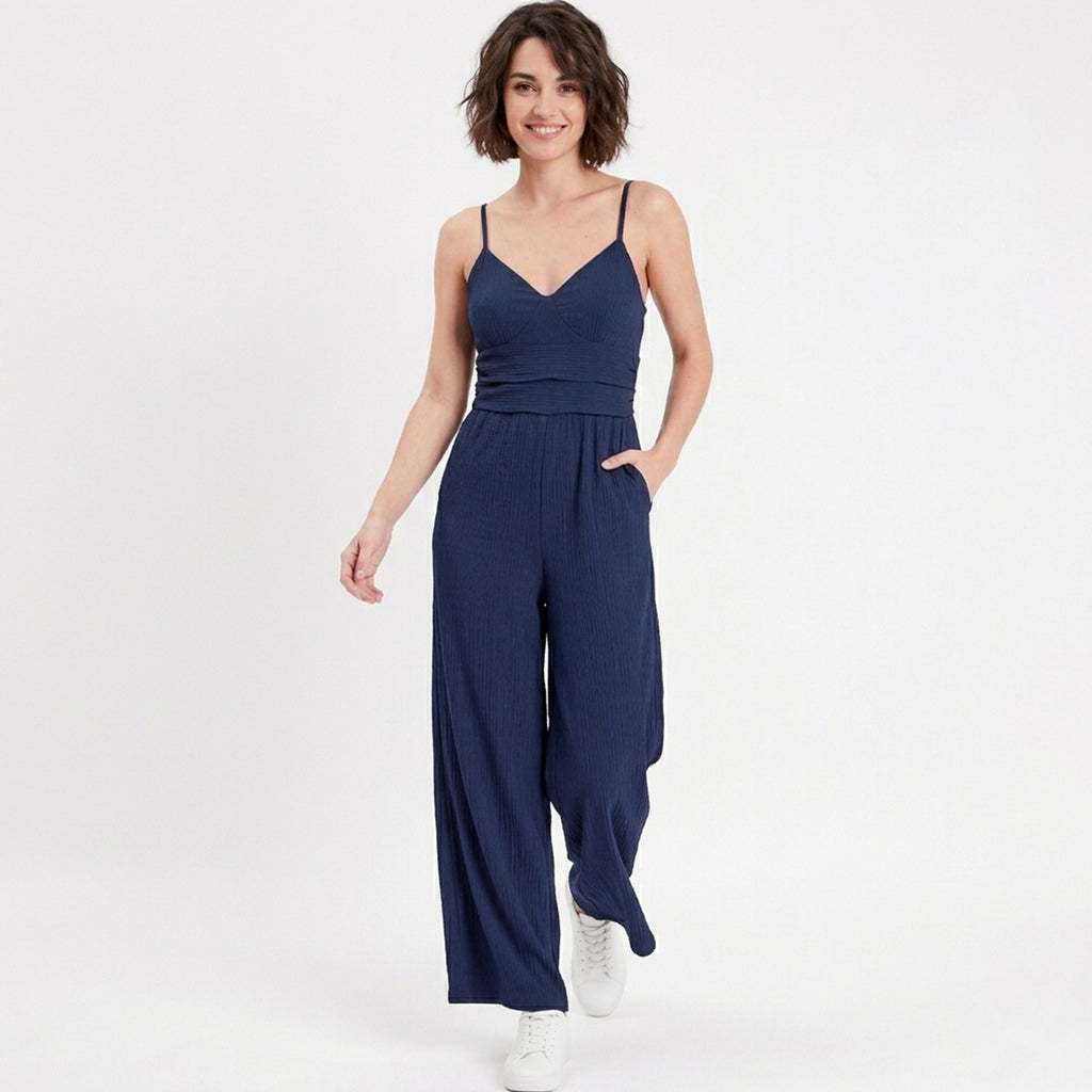 Combinaison femme coton printemps bohème large jambe mode décontractée
