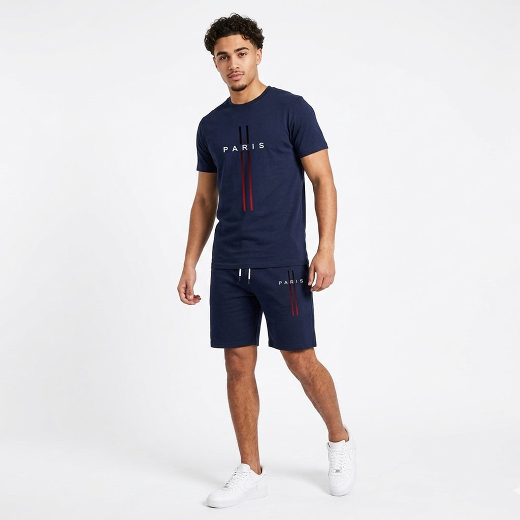 Ensemble homme été coton tenue deux pièces casual respirant