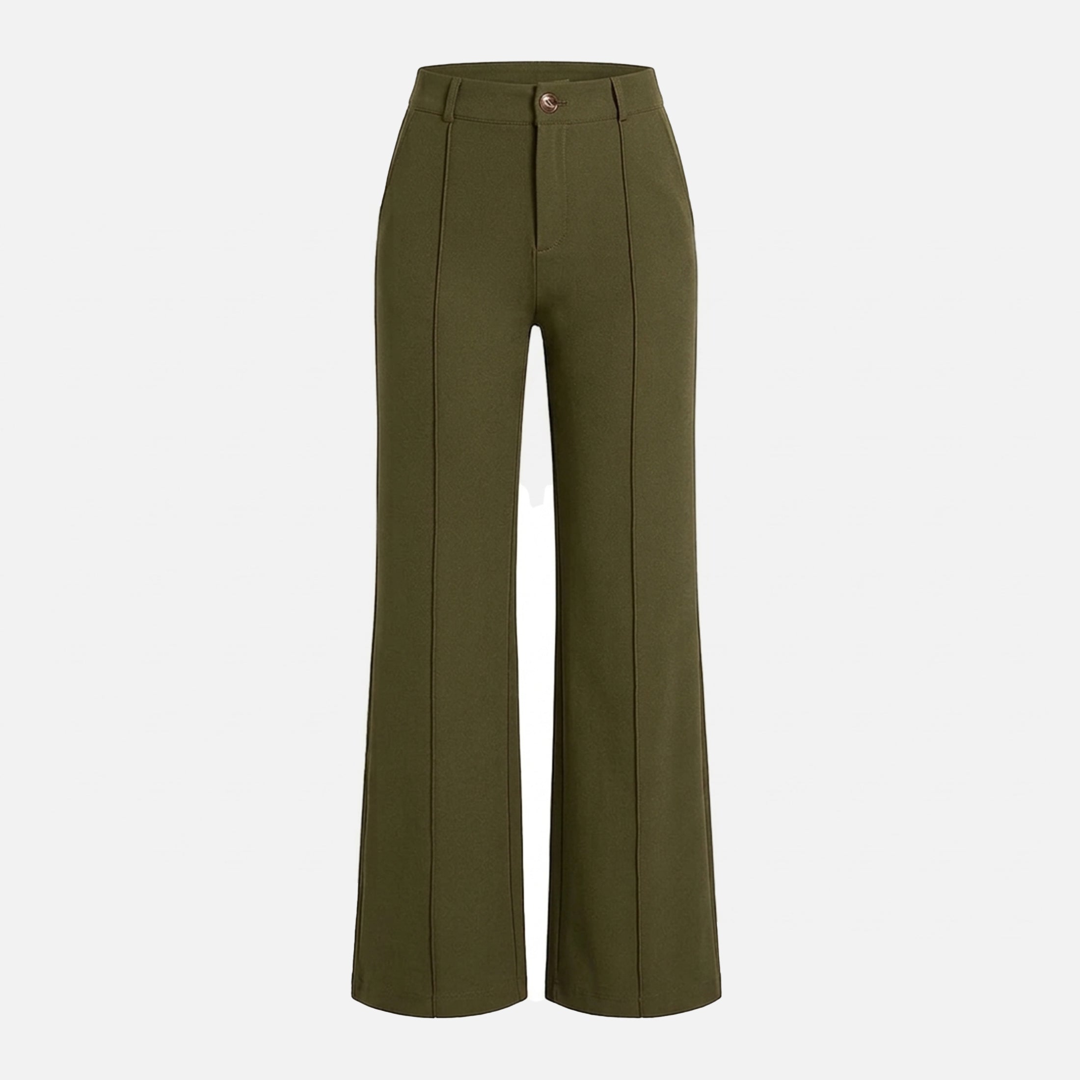 Pantalon taille haute droit femme en coton pour printemps