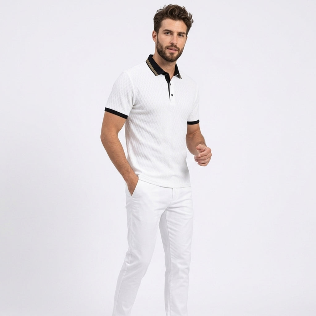 Chemise homme coton jacquard col structuré printemps-été