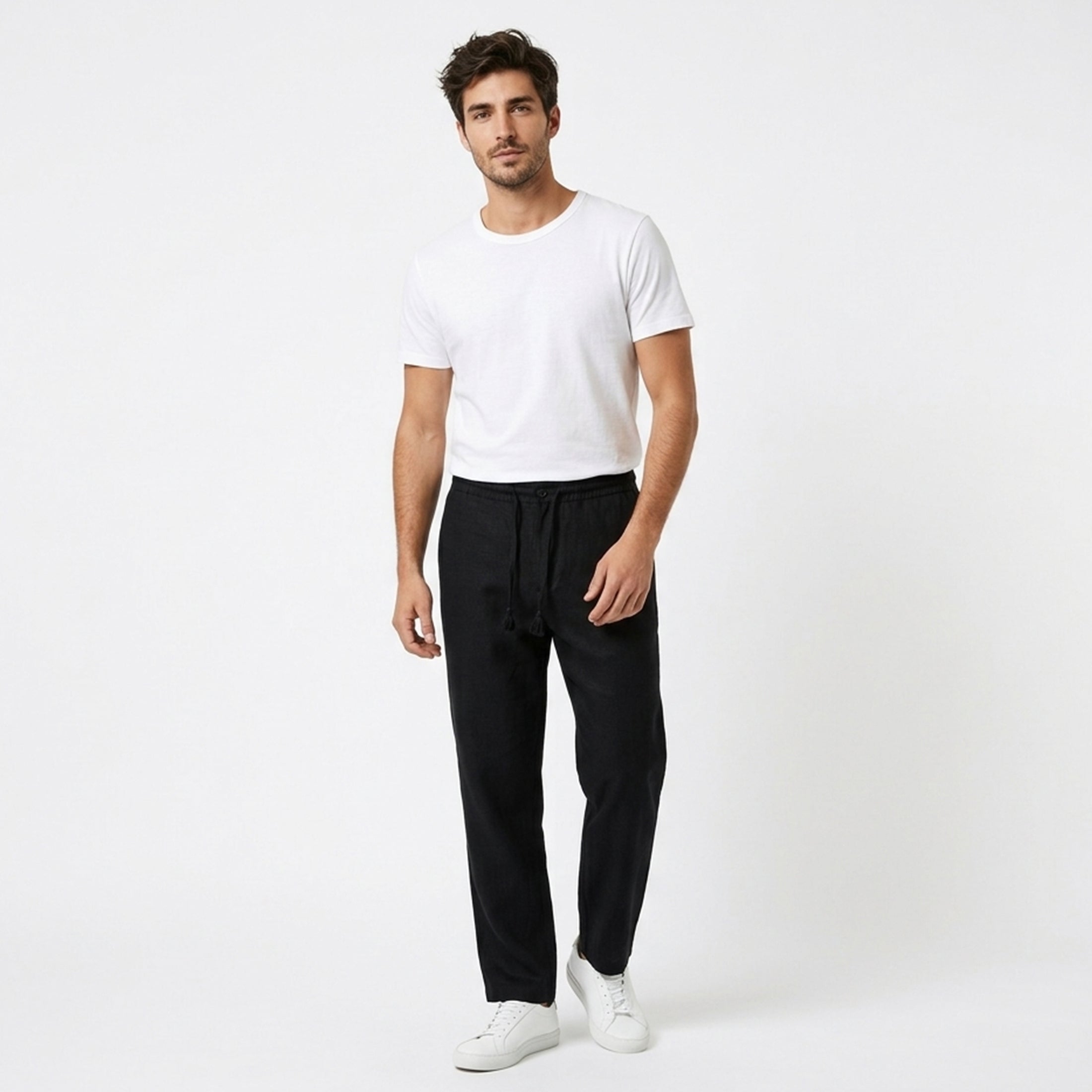 Pantalon homme lin été pantalon casual respirant tenue quotidienne