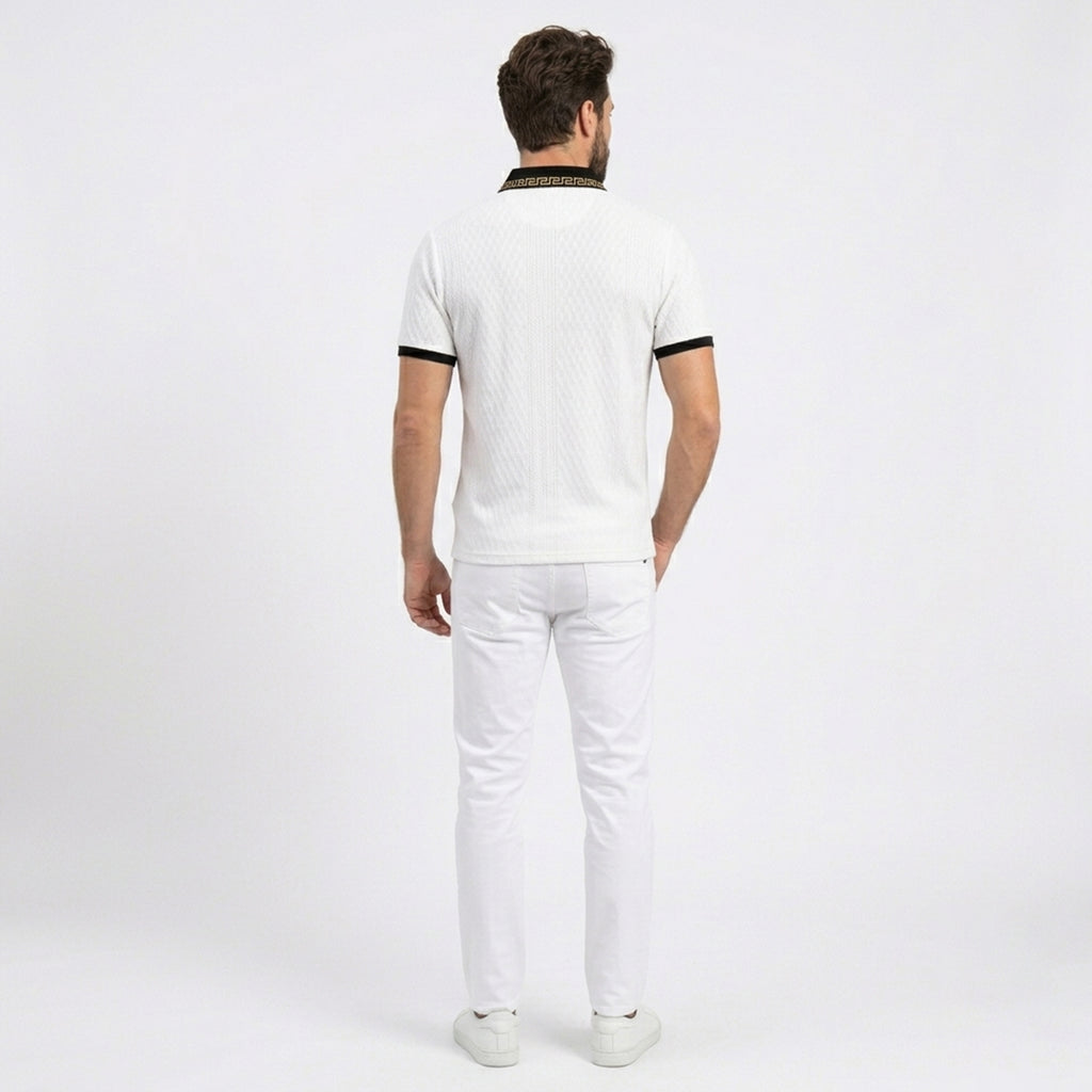Chemise homme coton jacquard col structuré printemps-été