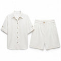 Ensemble femme lin deux pièces chemise et short printemps été