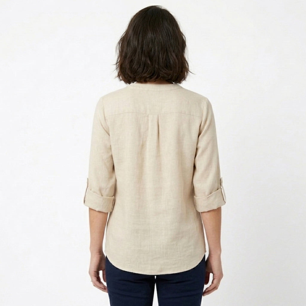 Chemise manches courtes femme en coton pour printemps-été