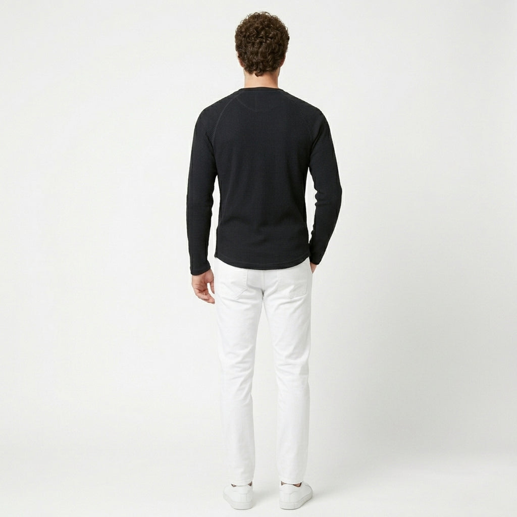 T-shirt homme manches longues coton col rond printemps-été pullover casual