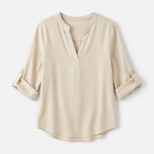 Chemise manches courtes femme en coton pour printemps-été