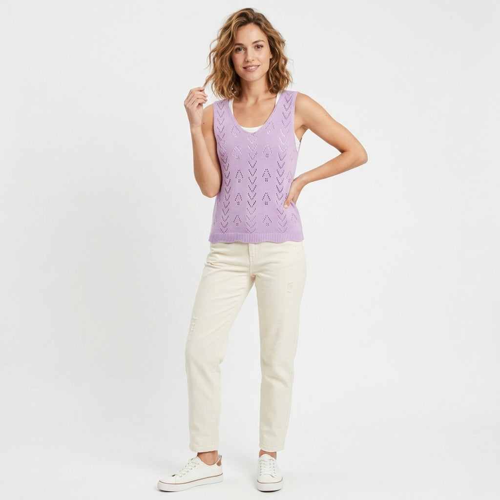Débardeur femme en coton léger et respirant sans manches pour printemps-été