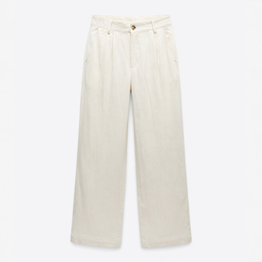 Pantalon femme plissé coton casual taille élastique printemps été pantalon fluide femme