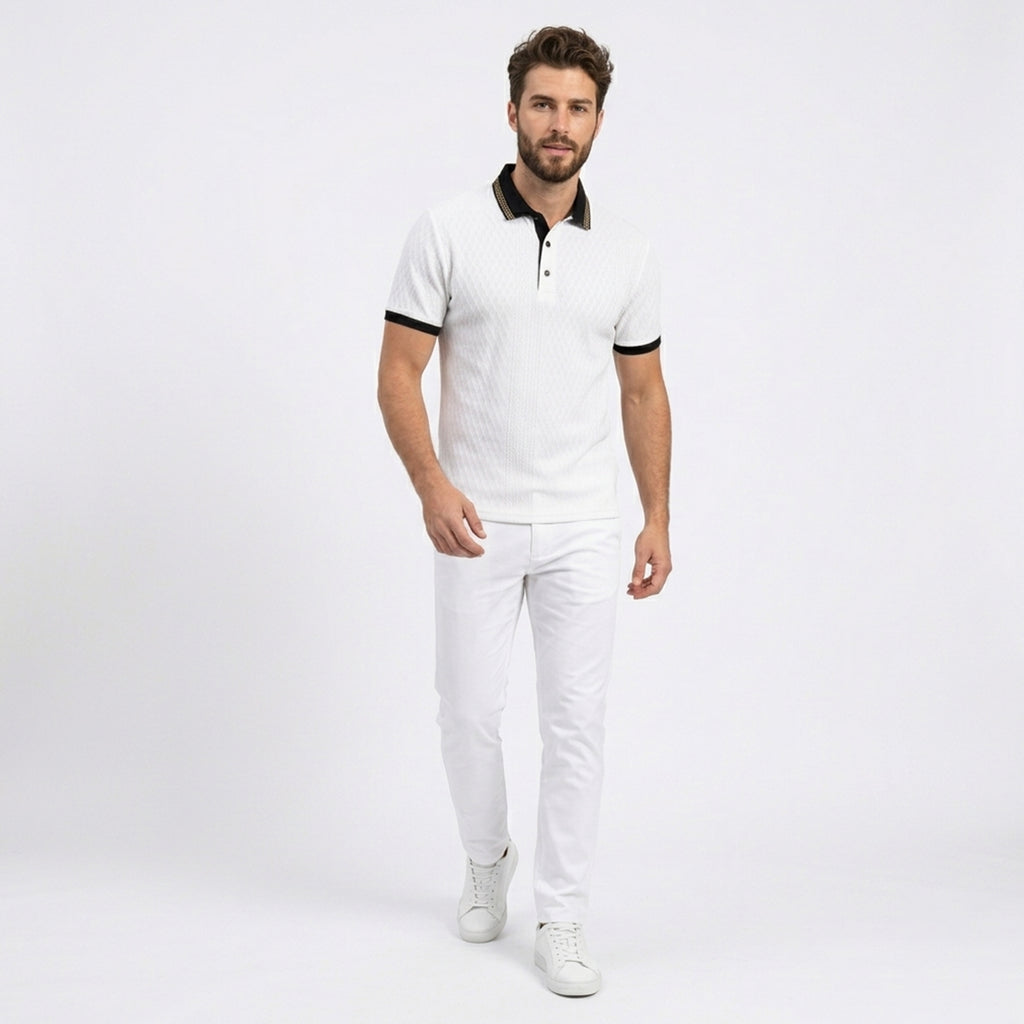 Chemise homme coton jacquard col structuré printemps-été