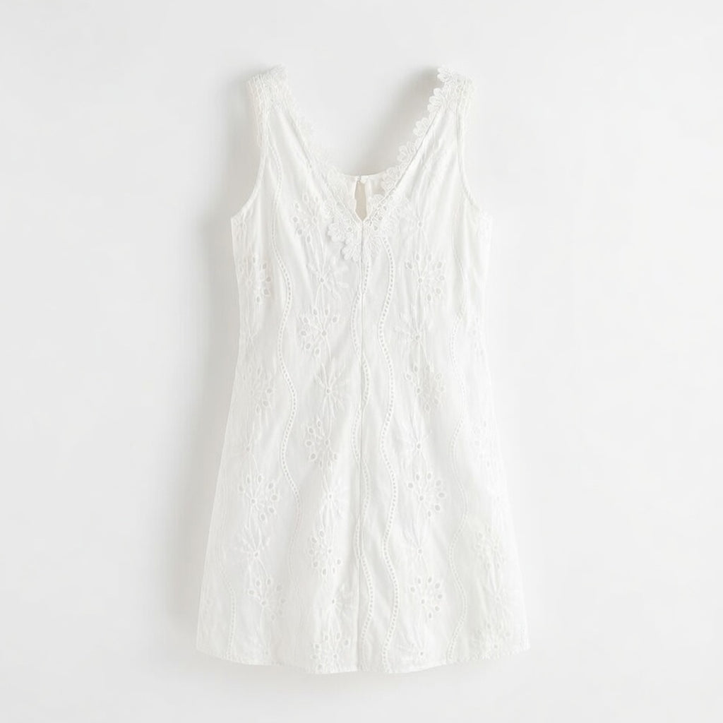 Robe femme coton printemps col V sans manches