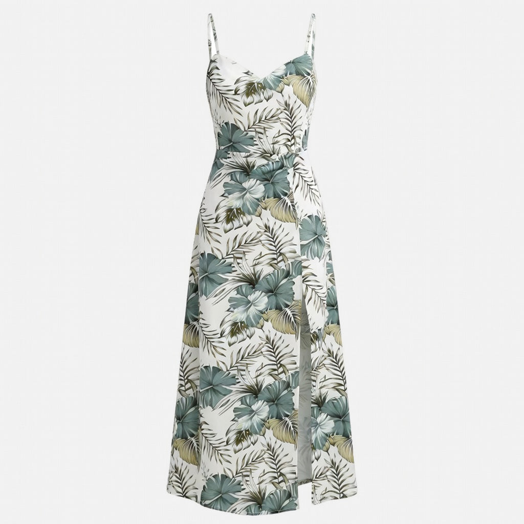 Robe à bretelles femme coton imprimé floral été robe élégante sans manches printemps