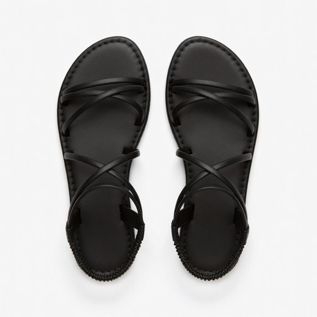 Sandales plates femme cuir printemps ouvertes bout ouvert plage