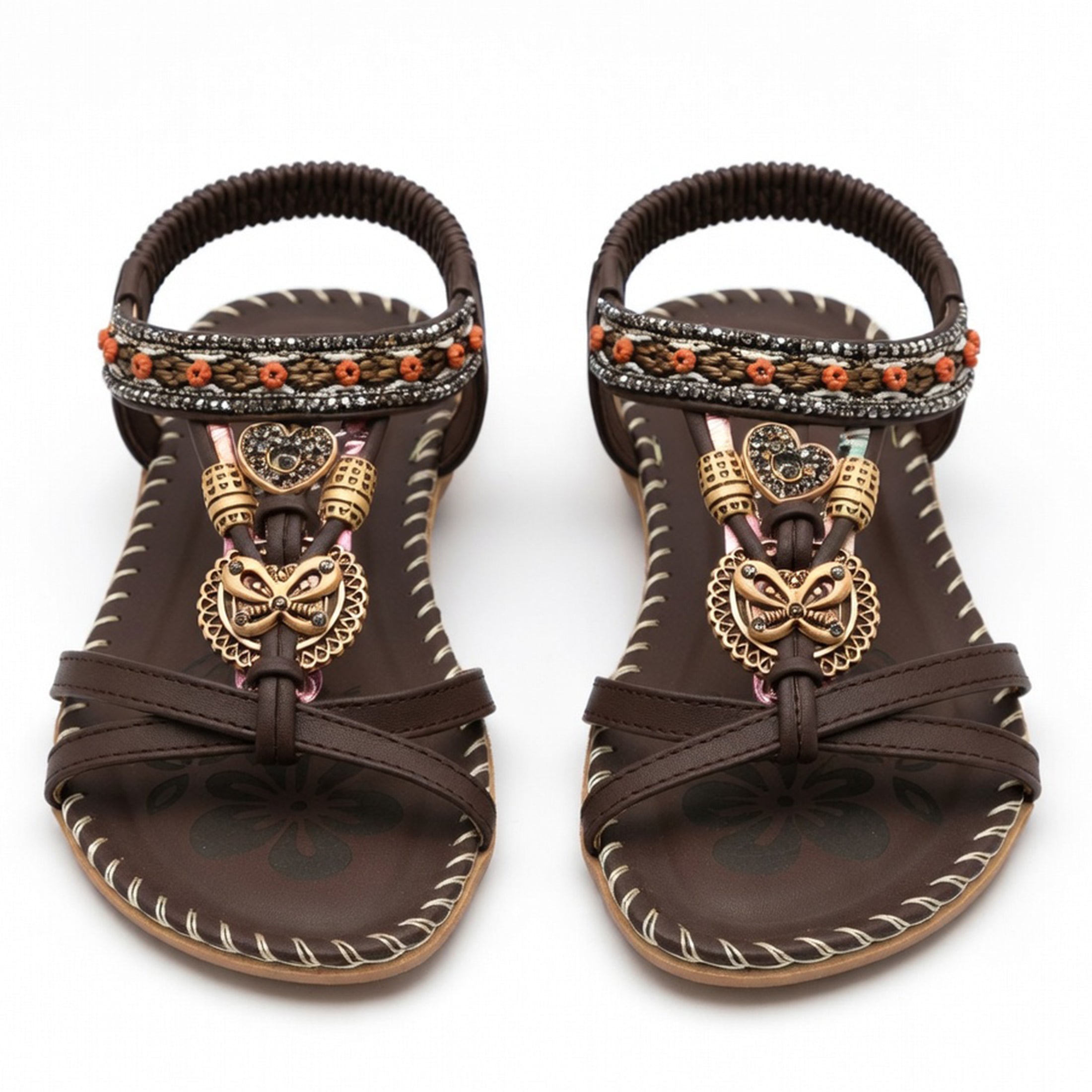 Sandales femme cuir bohème plage extérieur été