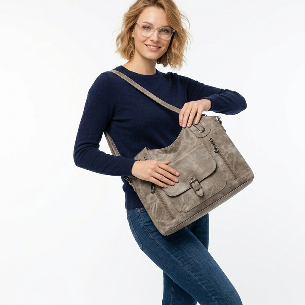 Sac cabas femme cuir rétro printemps été sac tote bandoulière détachable femme