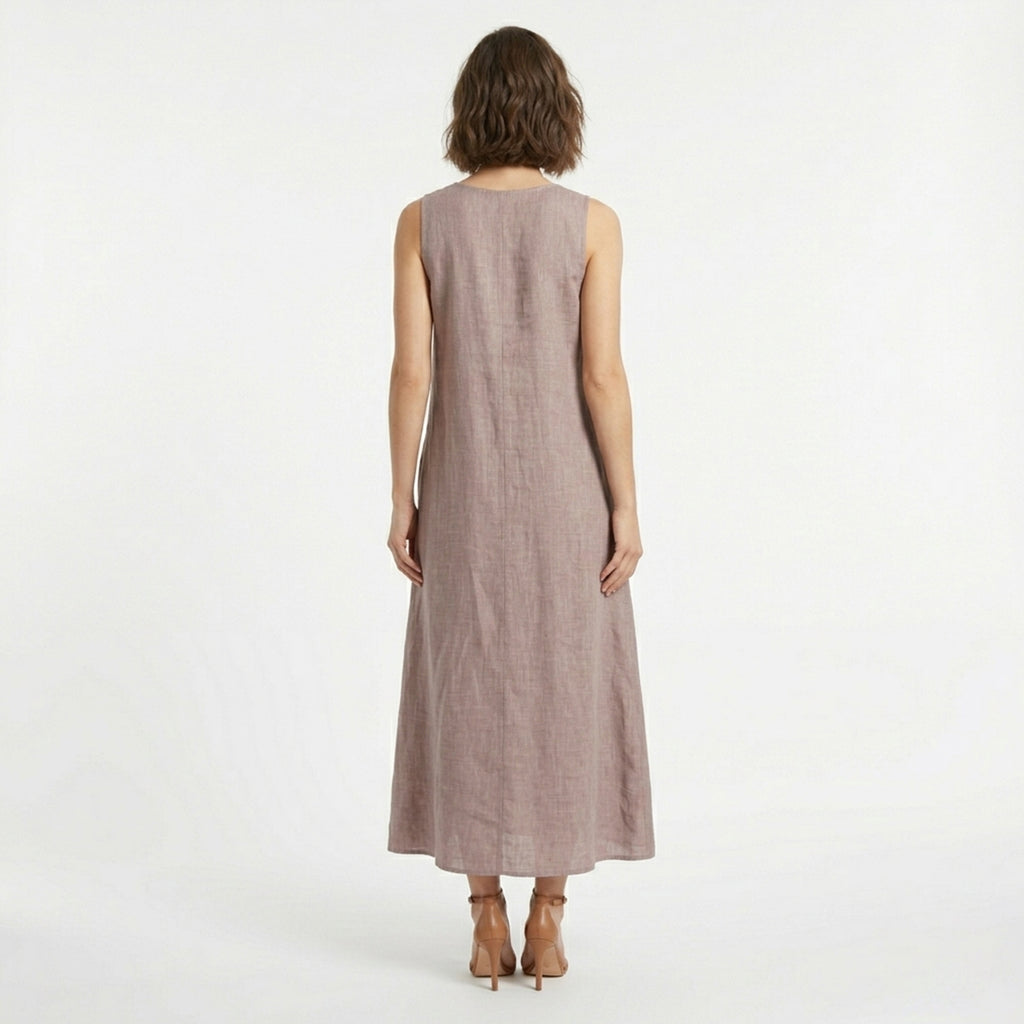 Robe femme col V sans manches fluide idéale printemps été