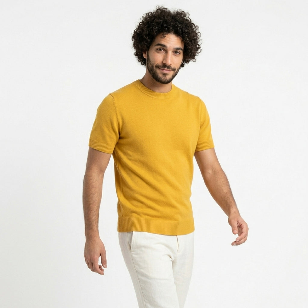 Pull homme cachemire manches courtes printemps léger respirant élégant