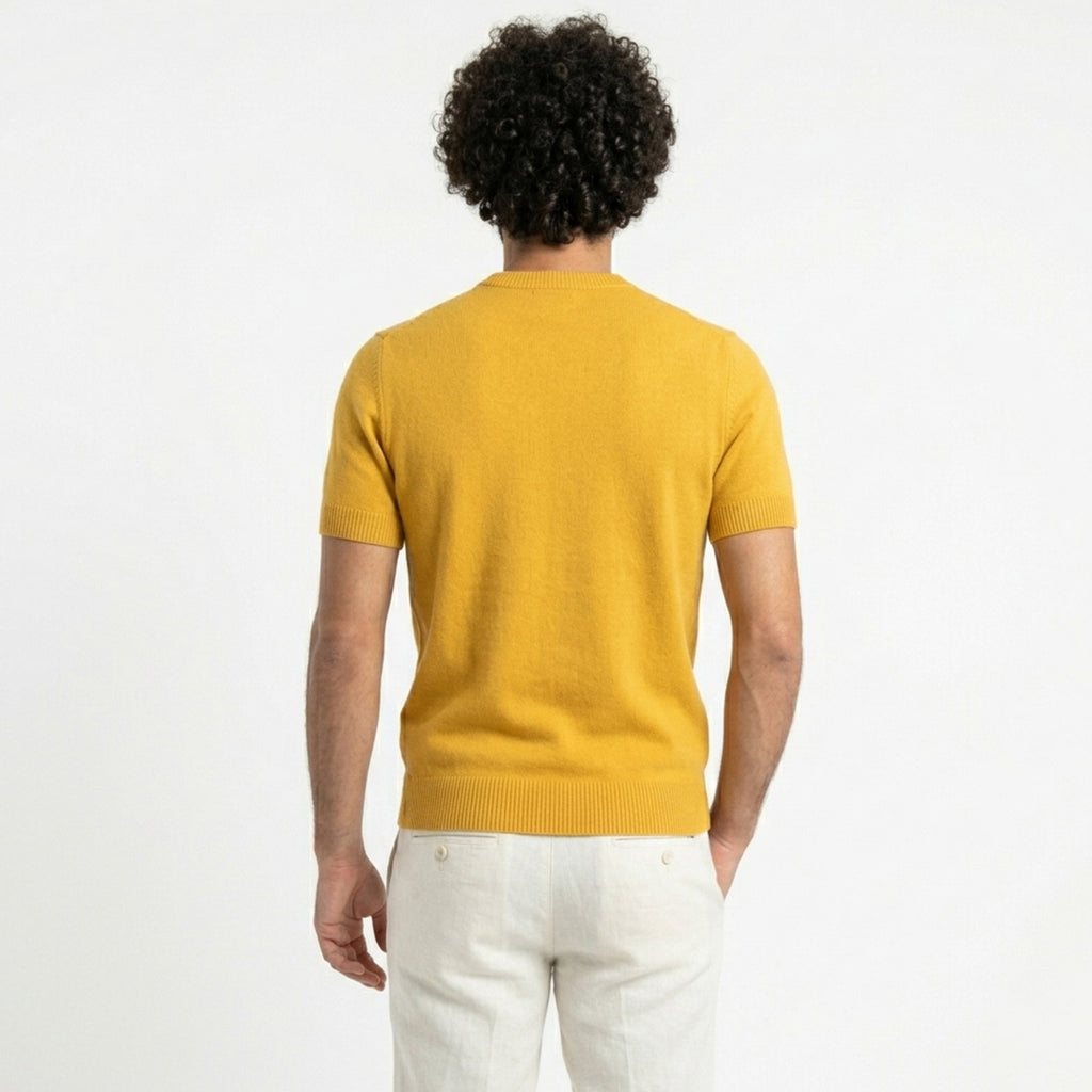 Pull homme cachemire manches courtes printemps léger respirant élégant