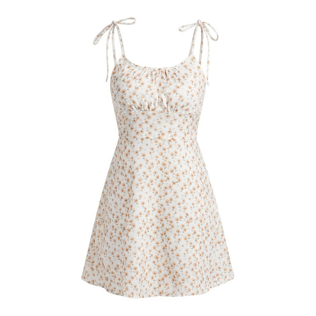 Robe nuisette femme coton imprimé floral été robe sans manches vacances