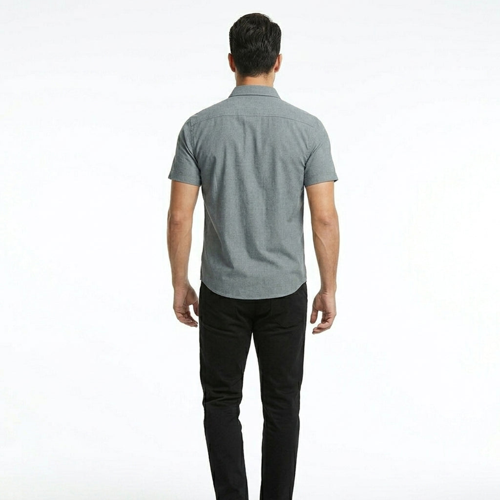 Chemise homme coton lin printemps légère respirante manches courtes