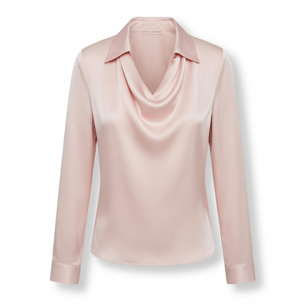 Chemisier femme satin été col drapé élégant coupe fluide