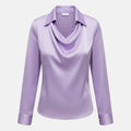 Chemisier femme satin été col drapé élégant coupe fluide