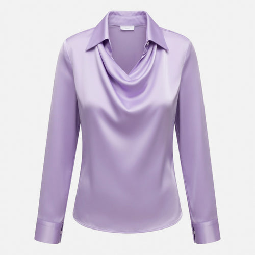 Chemisier femme satin été col drapé élégant coupe fluide