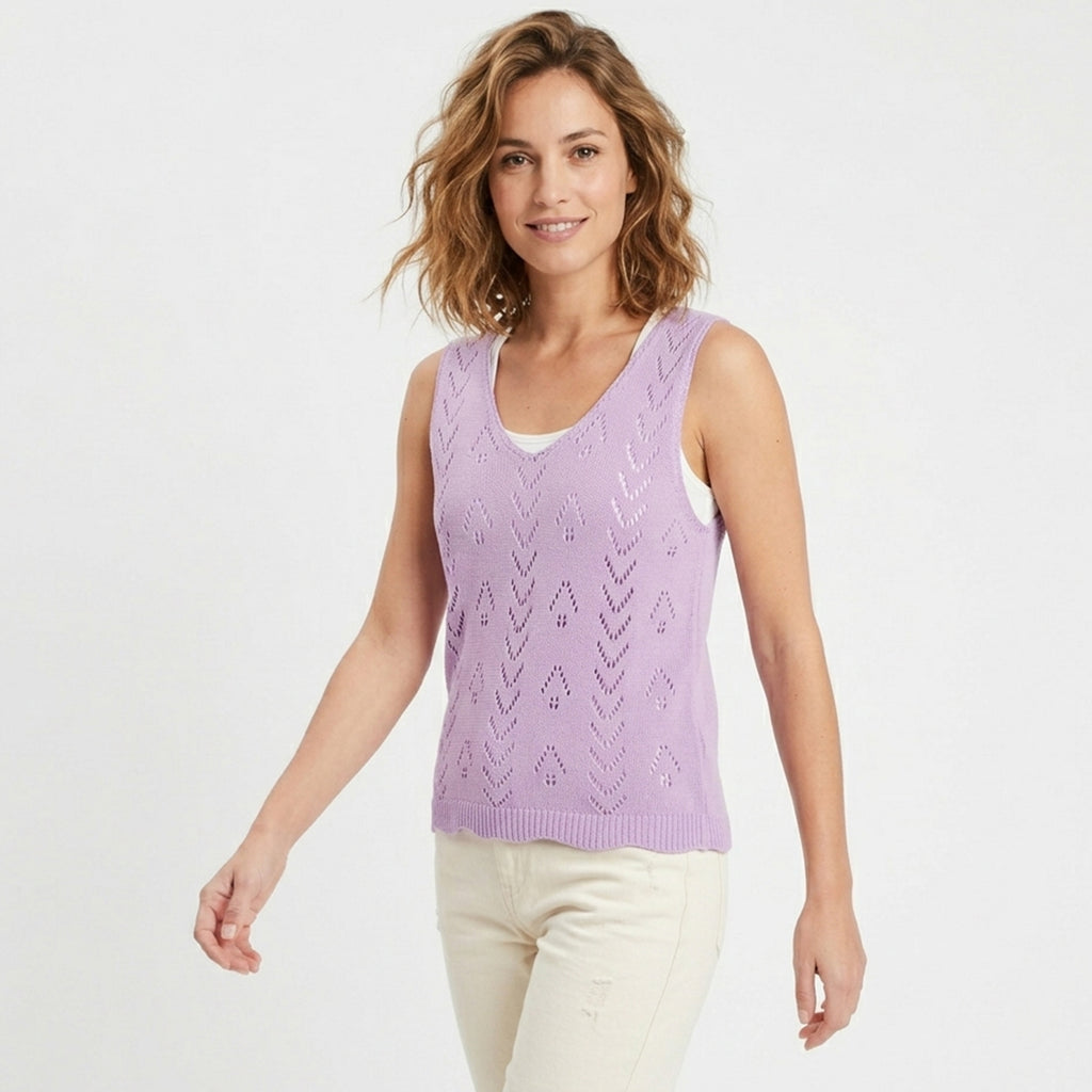 Débardeur femme en coton léger et respirant sans manches pour printemps-été
