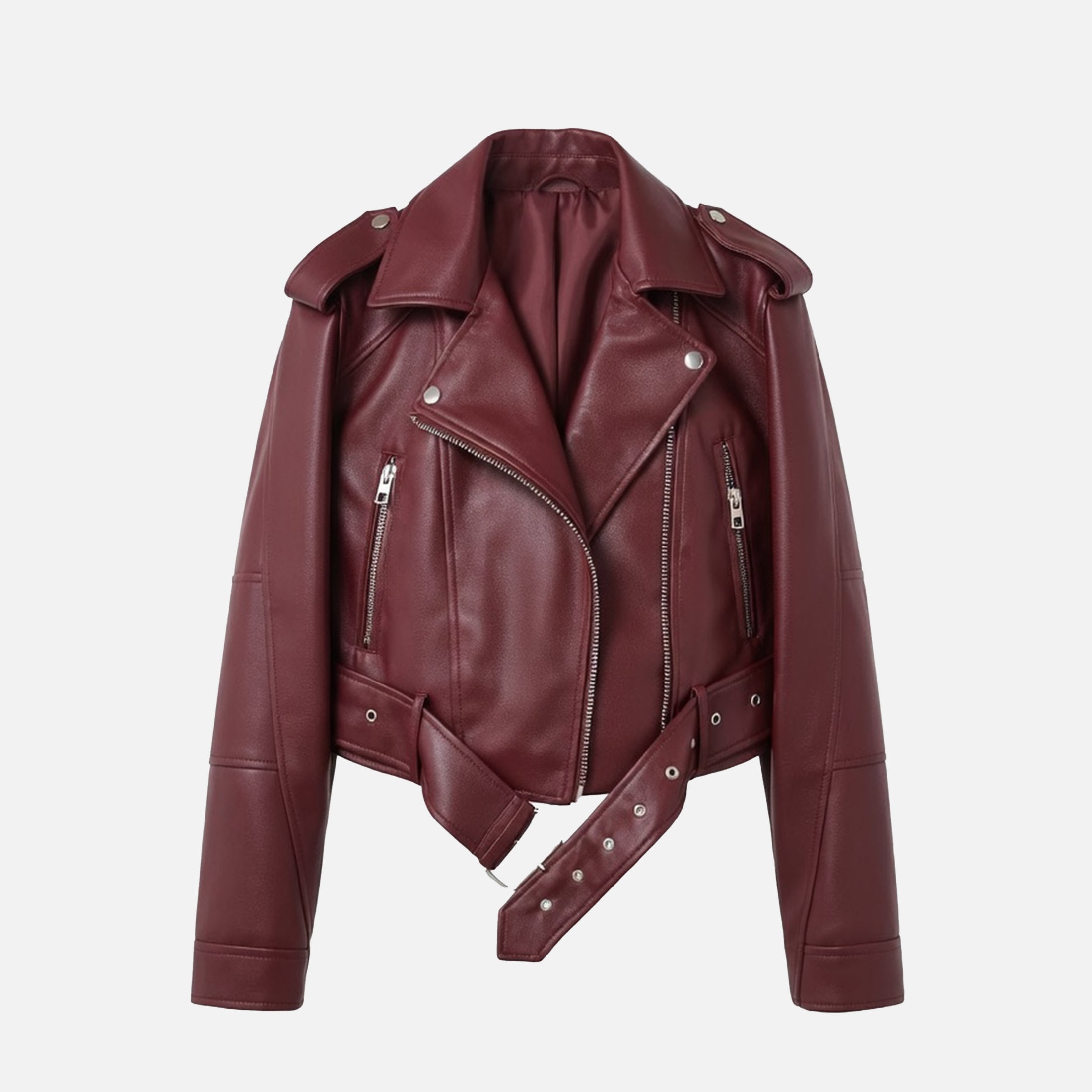 Veste en cuir femme pour printemps-été style motard élégant