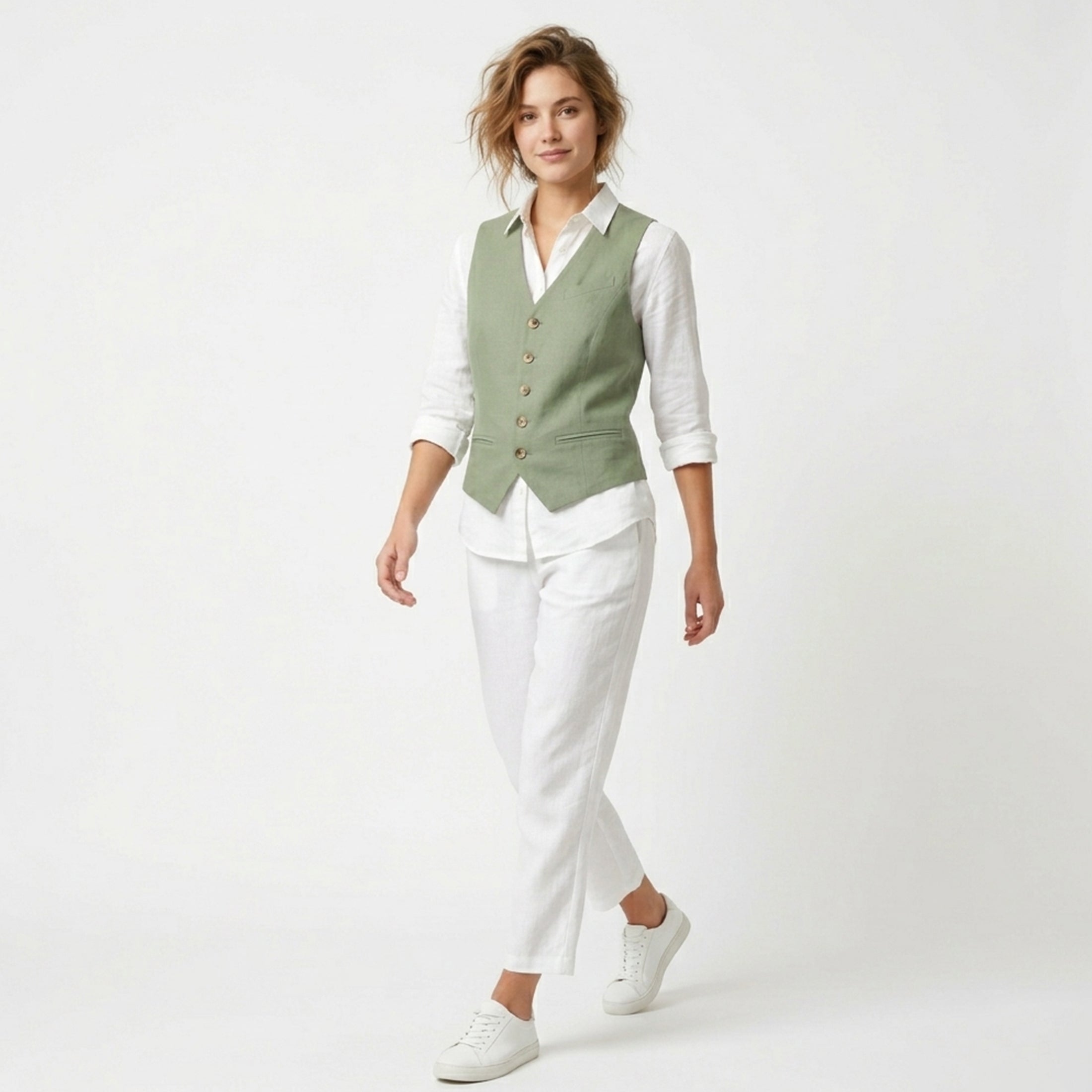 Gilet femme cintré coton élégant décontracté