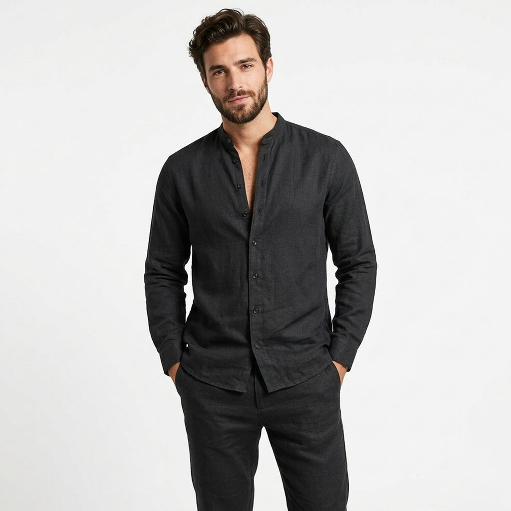 Ensemble homme coton été chemise boutonnée pantalon décontracté