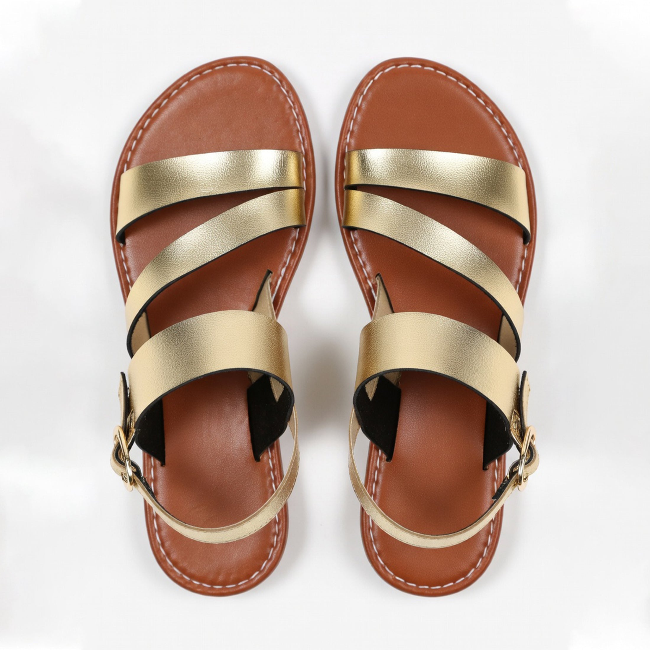 Sandales femme plates cuir casual extérieur été