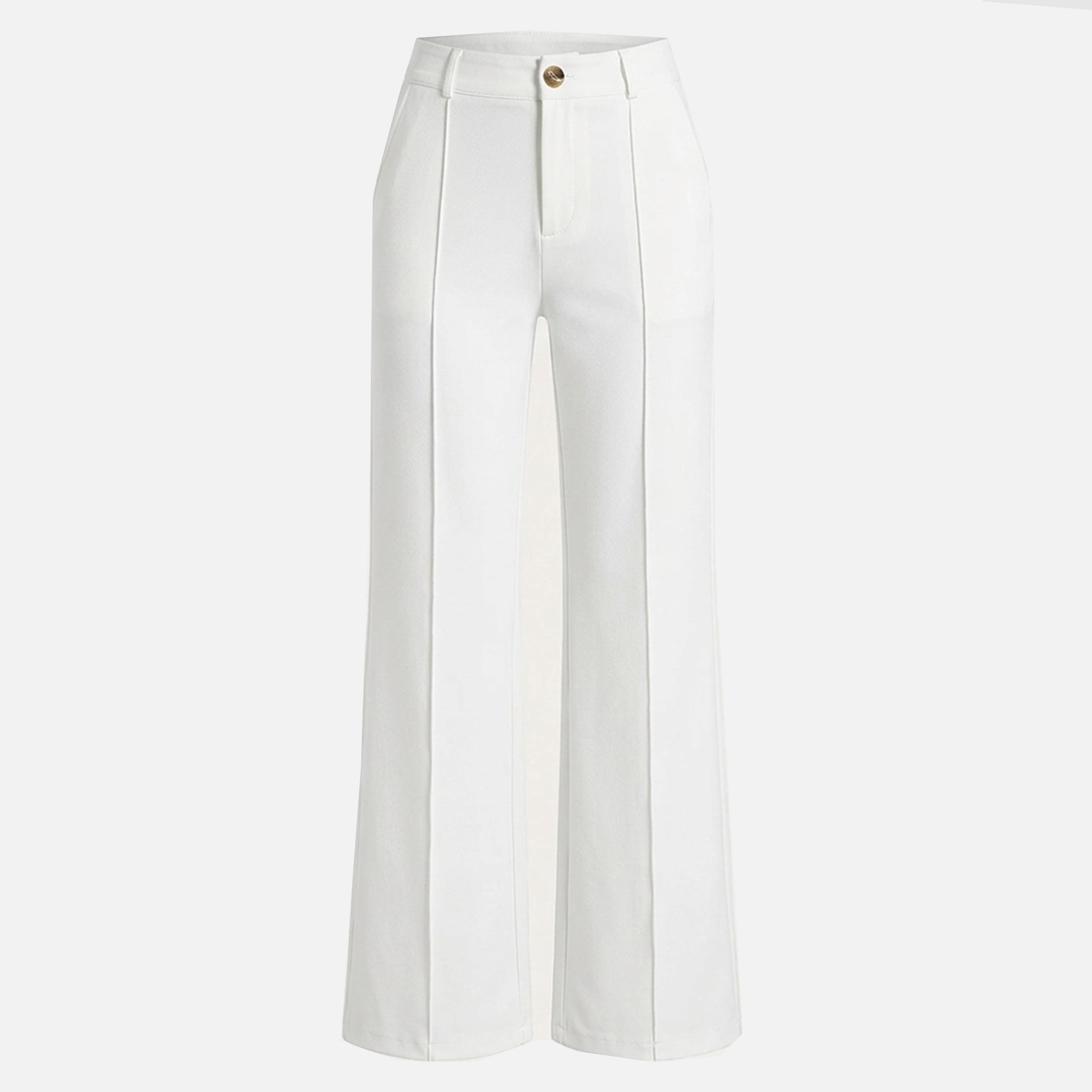 Pantalon taille haute droit femme en coton pour printemps